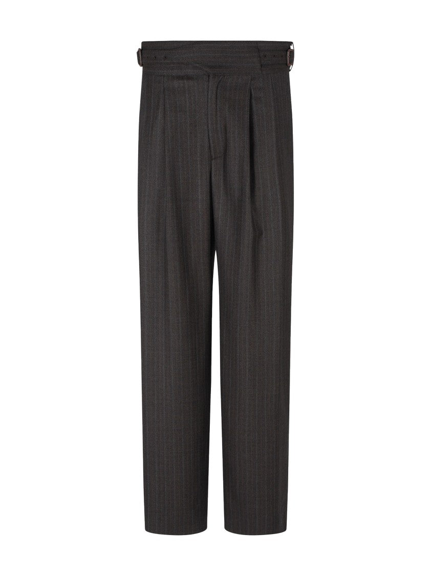 Emporio Armani Tailored Grey Pinstriped Flannel Trousers