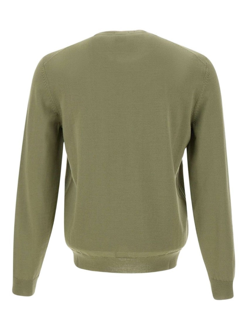 Boss Olive Green Classic Crew Neck Sweater