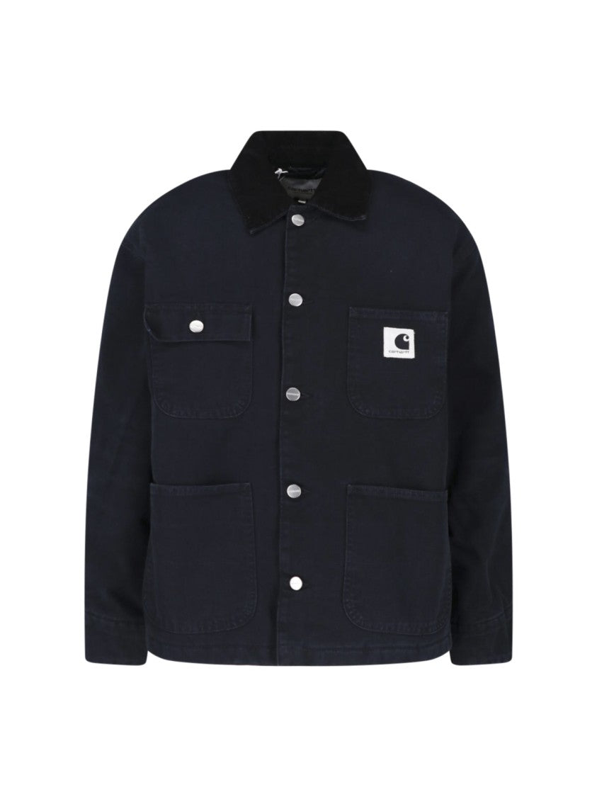 Carhartt Wip Black Og Michigan Corduroy Collar Quilted Cotton Jacket