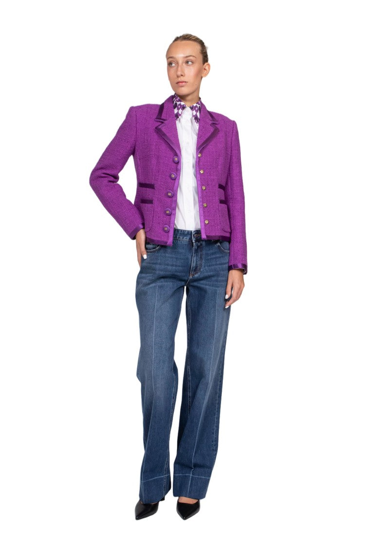 Dolce & Gabbana Vibrant Purple Cropped Tailored Jacket
