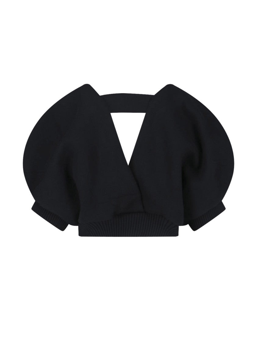 Sacai Black V-Neck Cotton Blend Cardigan