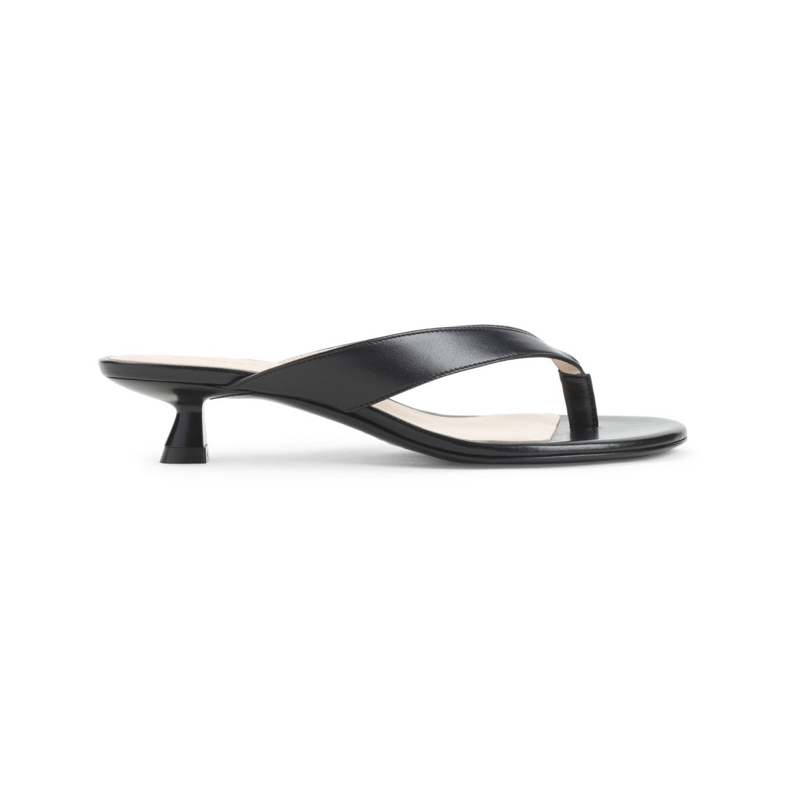 Stuart Weitzman Black Leather Sandals With Sculpted Kitten Heel