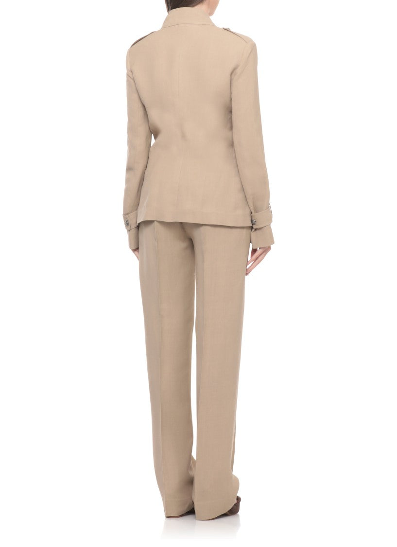 Antonelli Firenze Beige Eve Flap Pockets Viscose-Linen Jacket
