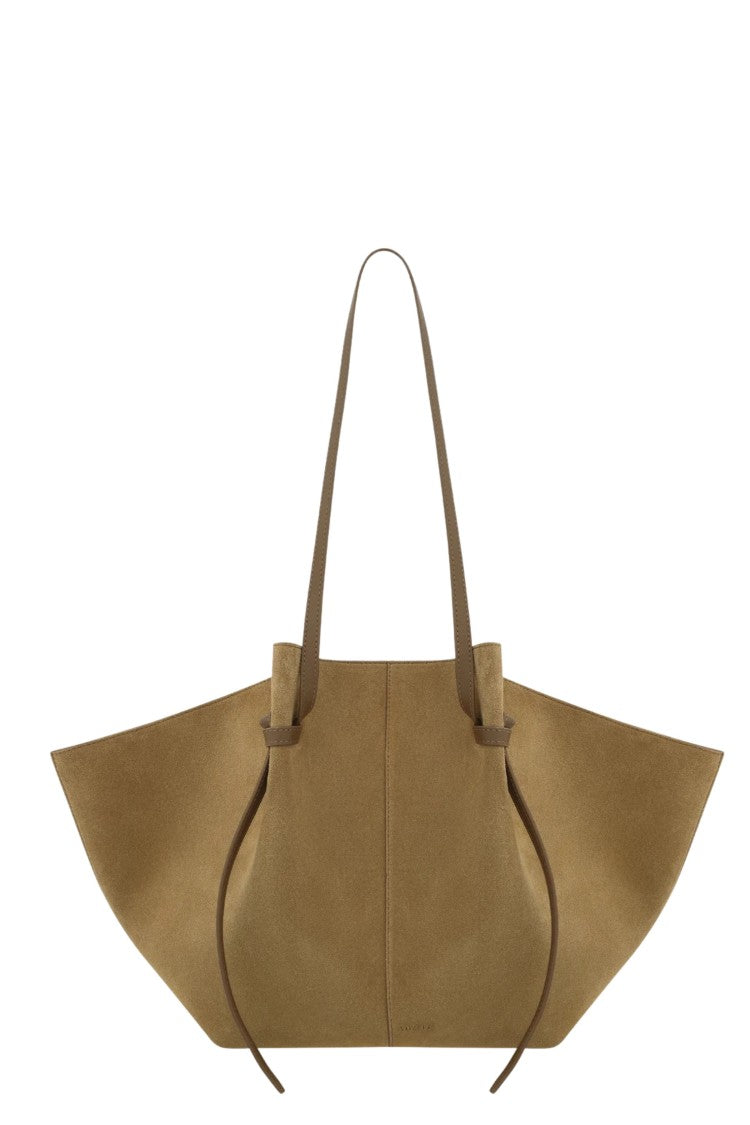 Yuzefi Fennel Large Mochi Knot Handle Suede Tote Bag