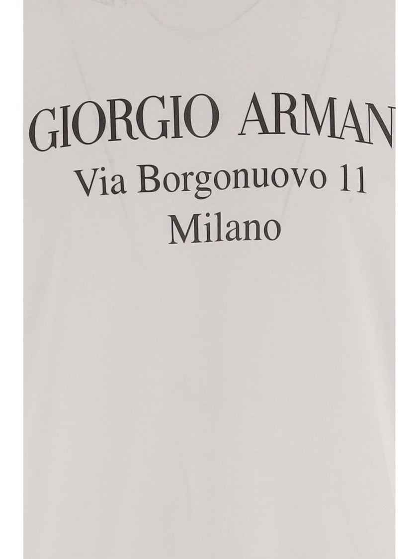 Giorgio Armani Cotton Crew Neck T-Shirt With Logo Print