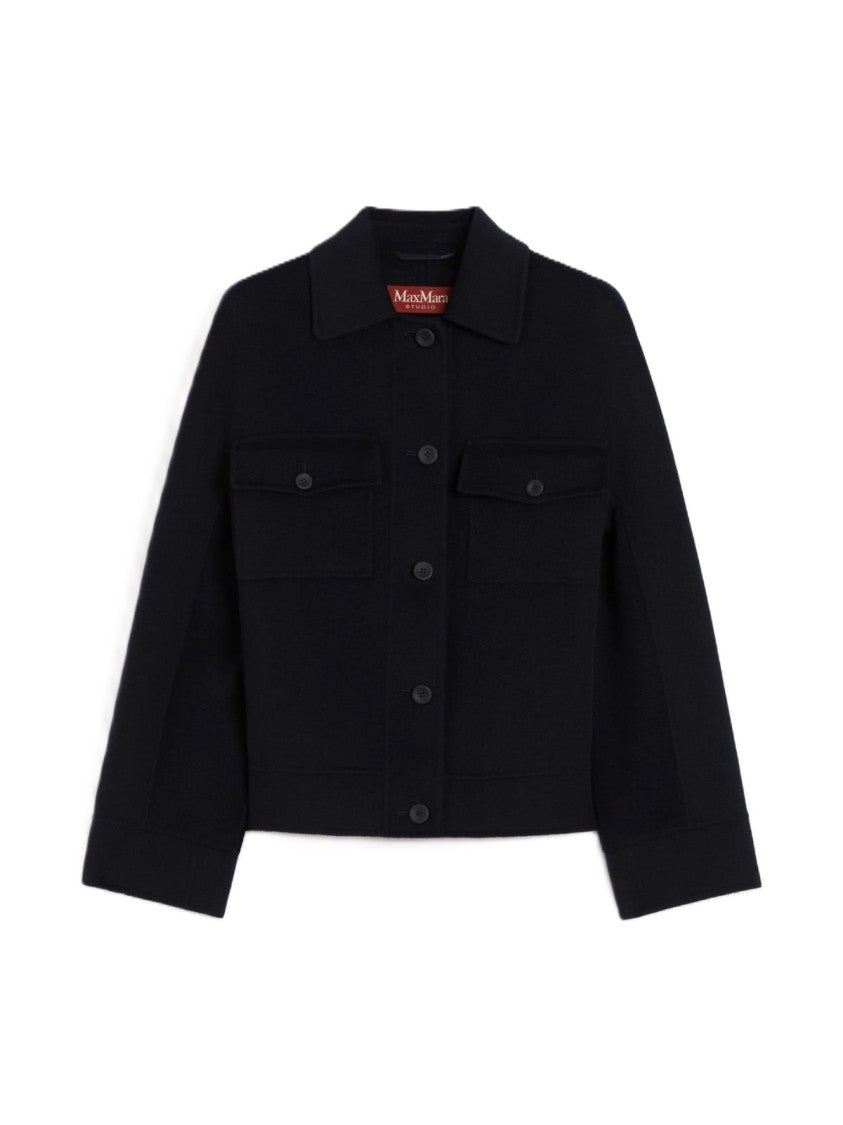 Max Mara Structured Blue Jacket With Virgin Wool