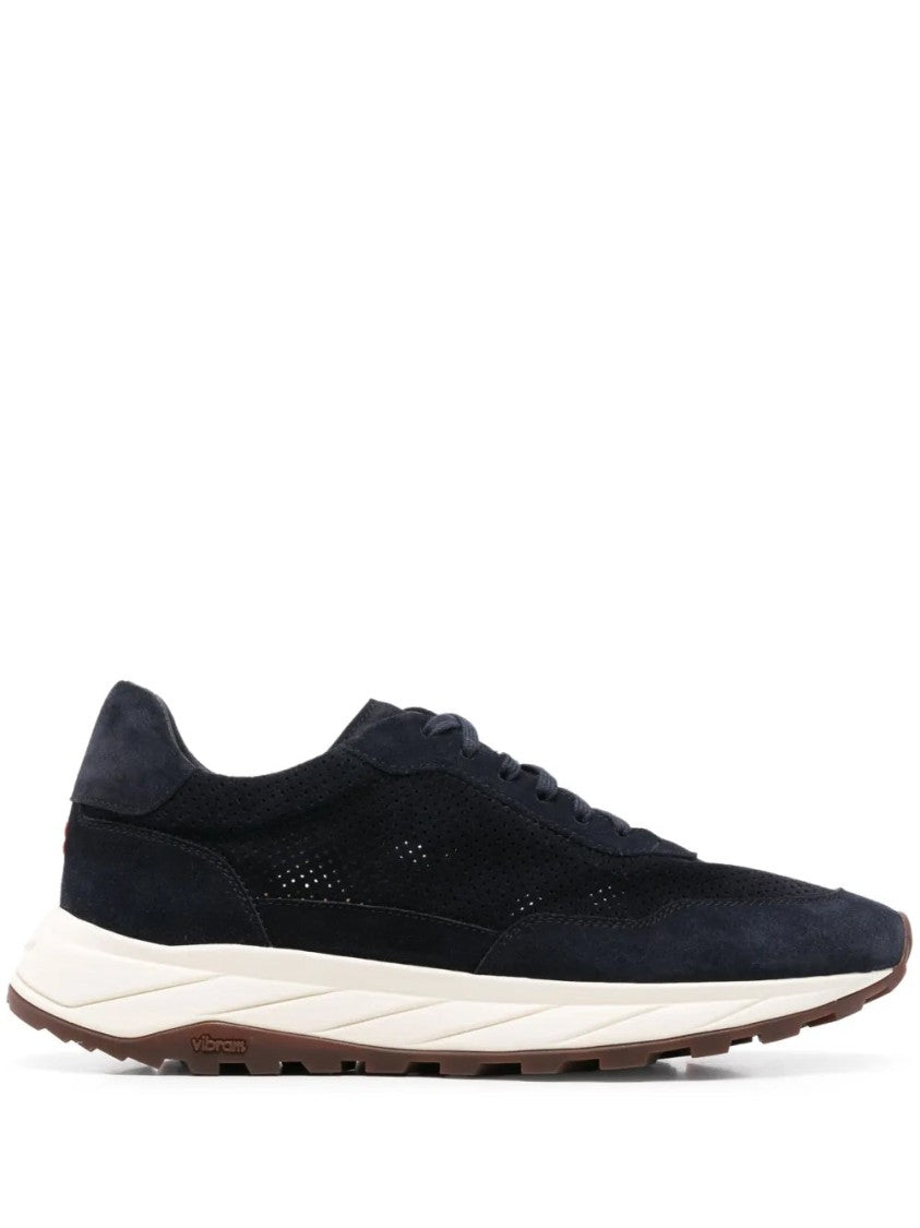 Henderson Perforated Suede Trainers With Contrasting Rubber Sole
