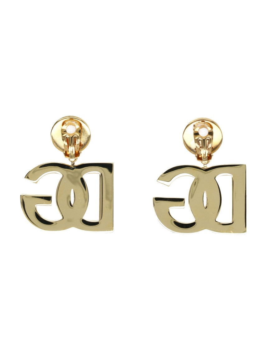 Dolce & Gabbana Polished Gold Dg Logo Drop Earrings