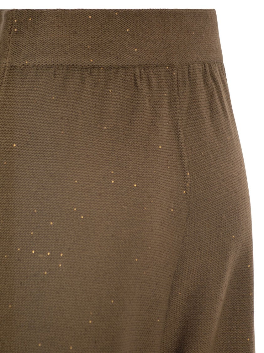 Fabiana Filippi Wide-Leg Trousers In Cotton And Linen Knit With Sequins