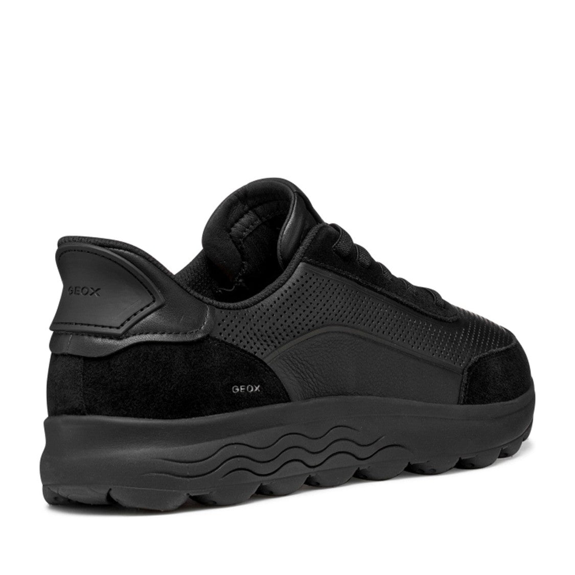 Geox Spherica Plus Black Perforated Sneakers