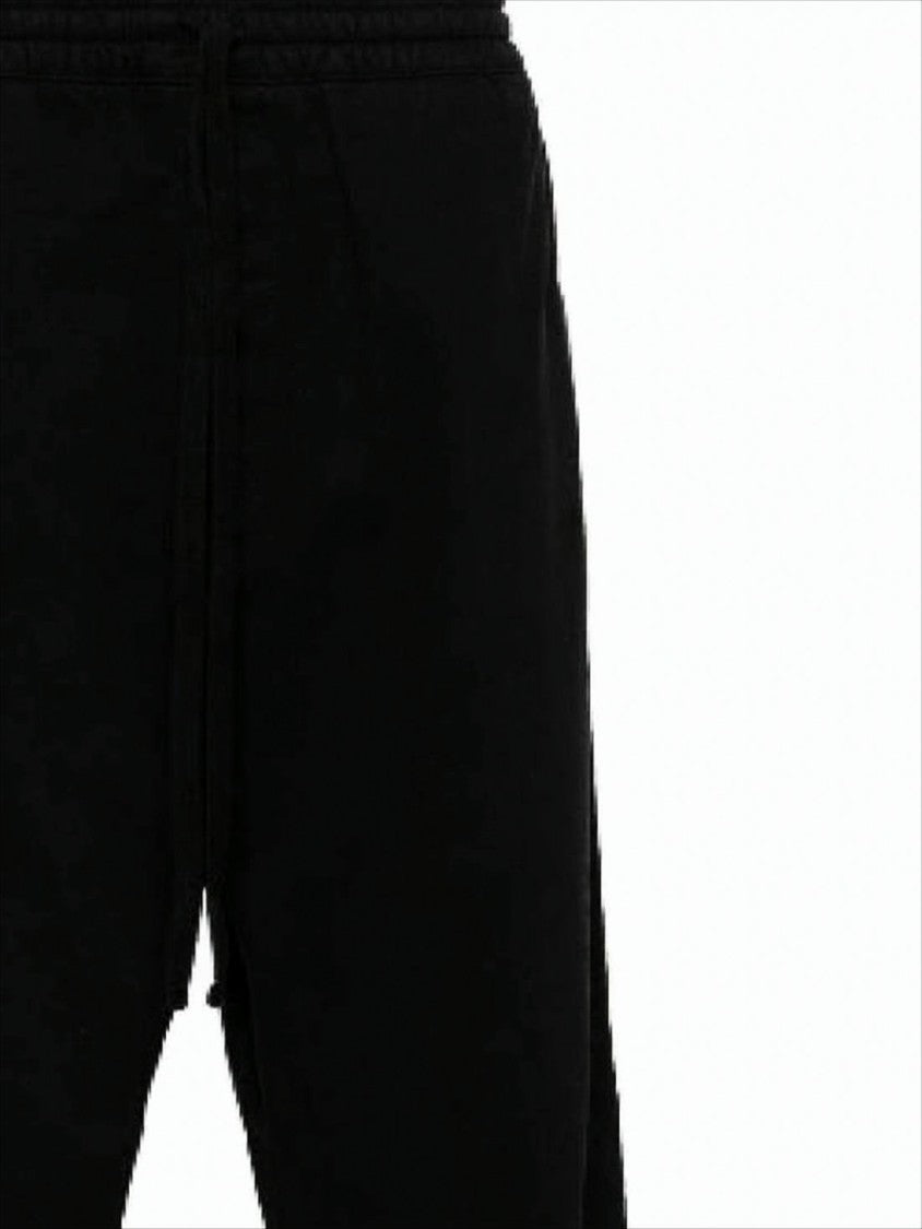 Carhartt Wip Elastic Waist Black Straight-Leg Casual Pants With Logo Patch