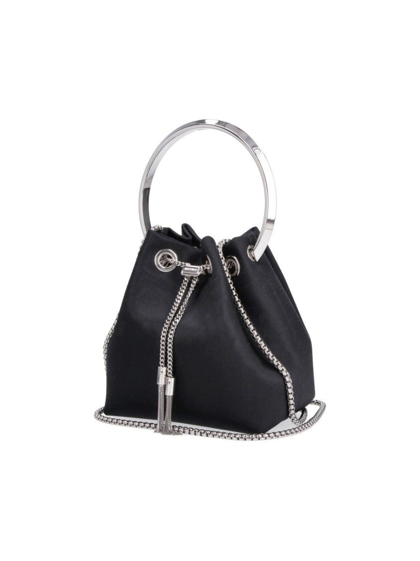 Jimmy Choo Black Bon Bon Satin Shoulder Bag