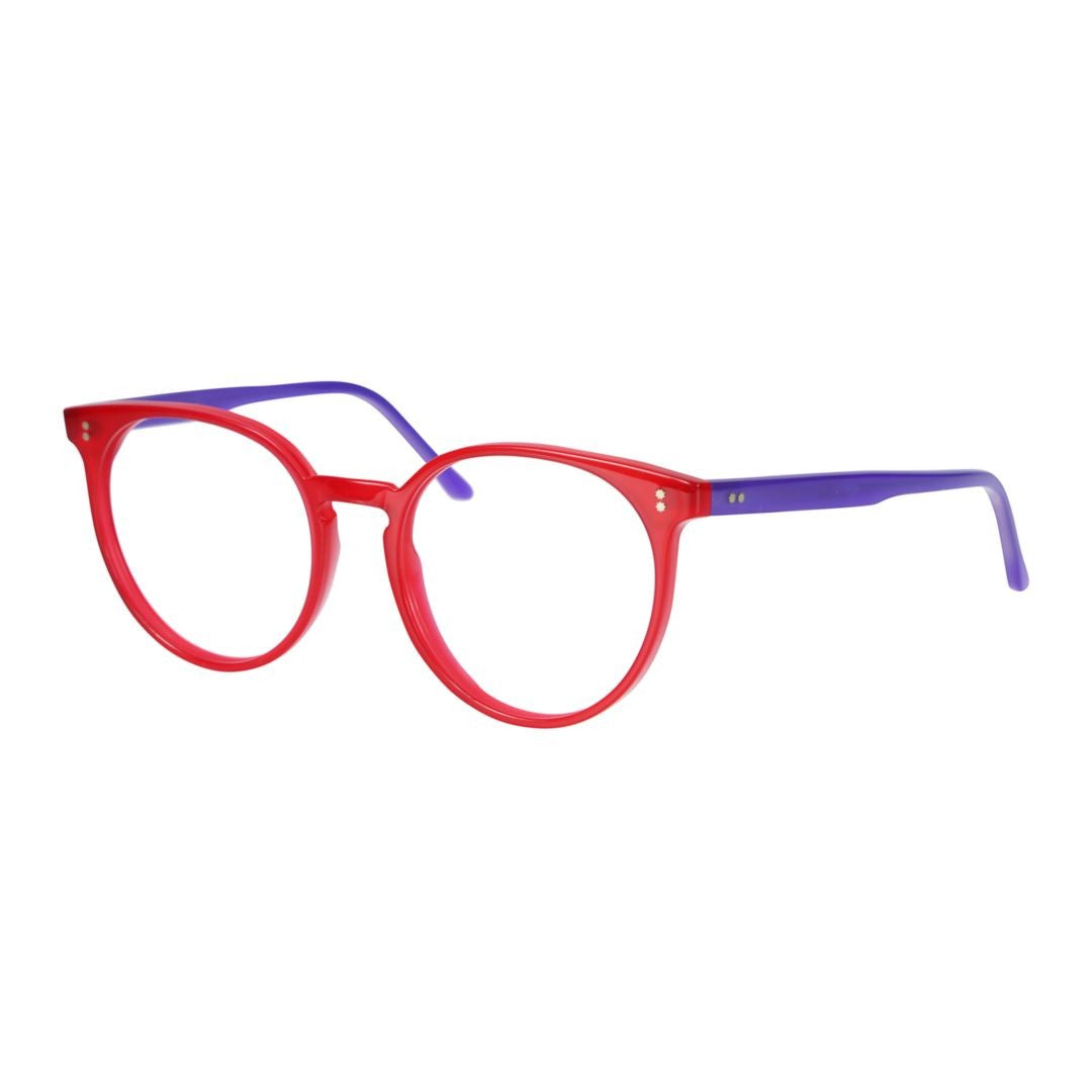 Kador Jane-53 Bold Round Frame Eyeglasses With Vibrant Red Front