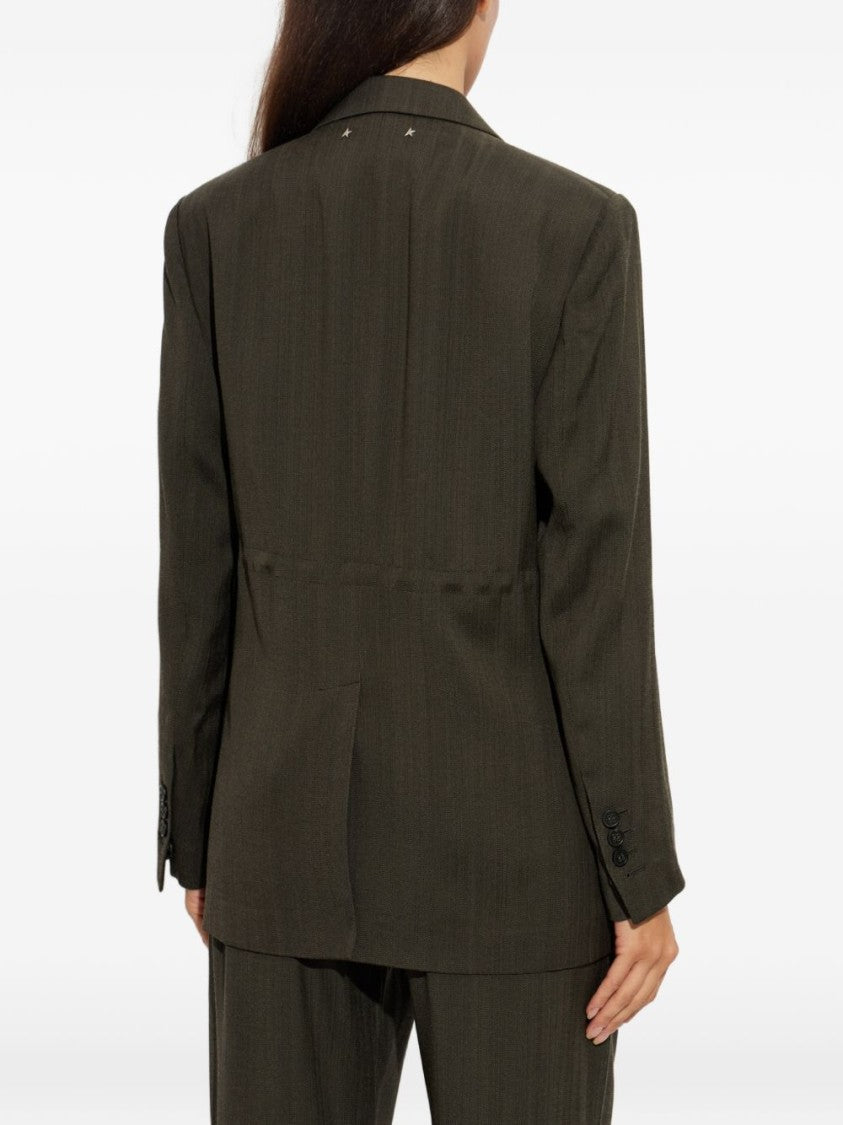 Golden Goose Double-Breasted Flap Pocket Olive Blazer