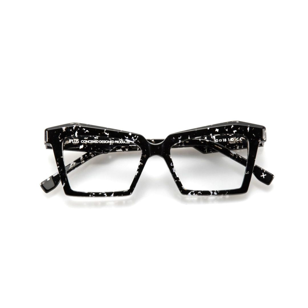 Jplus Inga Oversized Square Acetate Eyeglasses With White Speckled Pattern