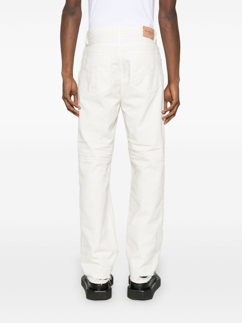 Balenciaga Distressed-Effect White Jeans With Classic Five-Pocket Design