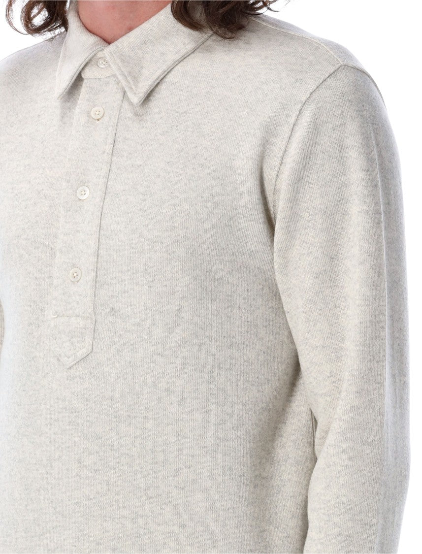 Tom Ford Long Sleeve Knit Polo With Classic Collar