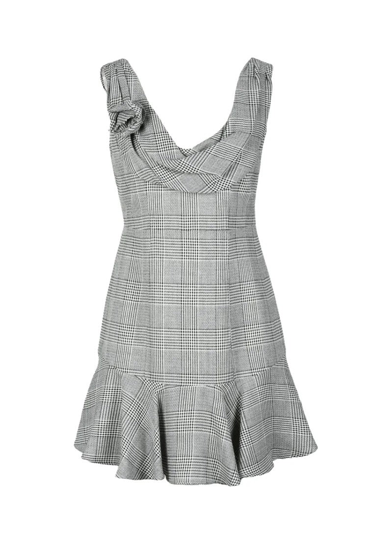 Alessandra Rich Flared Short Dress - Black/White