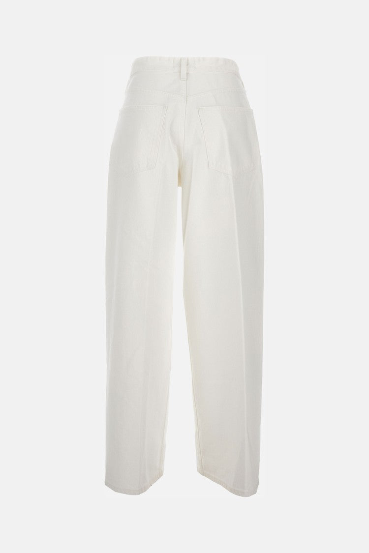 Agolde Wide-Leg White Denim Jeans With Classic 5-Pocket Design