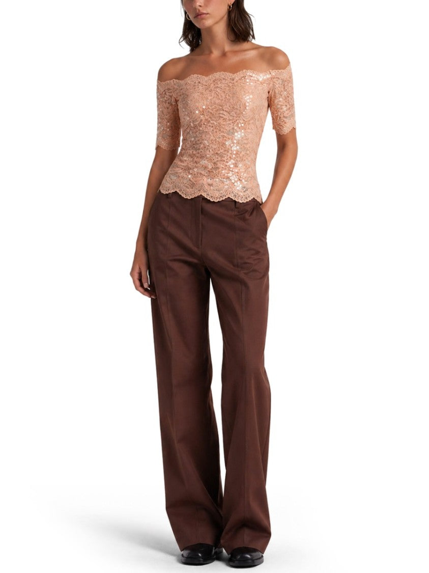 Rabanne Off-The-Shoulder Sequined Lace Top