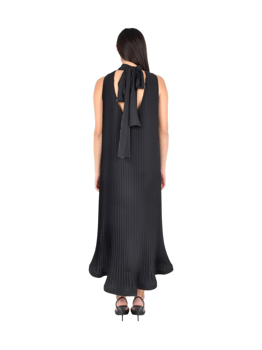 Parosh Pleated Technical Fabric Longuette Dress