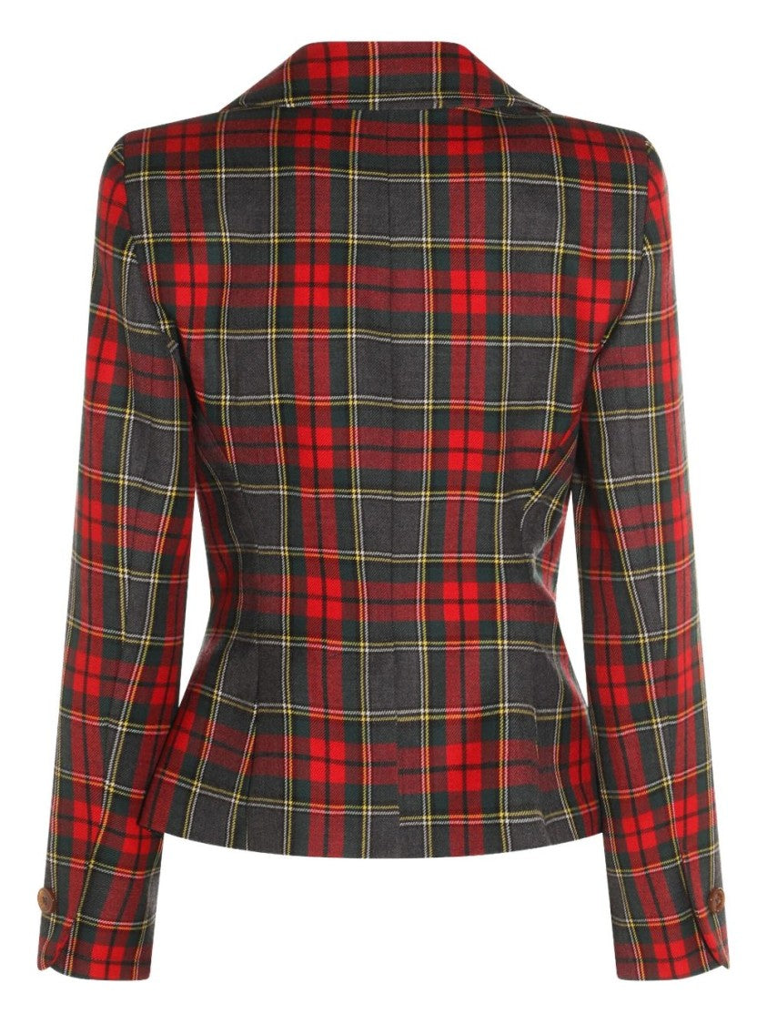 Vivienne Westwood Plaid Tailored Jacket With Notch Lapel And Button-Detail Cuffs