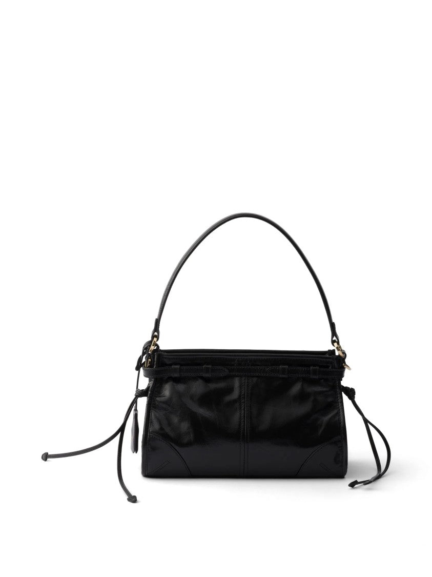 Prada Medium Handbag With Glossy Finish And Structured Shape
