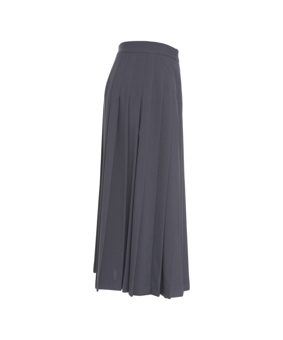 Ottod'ame Pleated Midi Skirt With Discreet Buckle Detail
