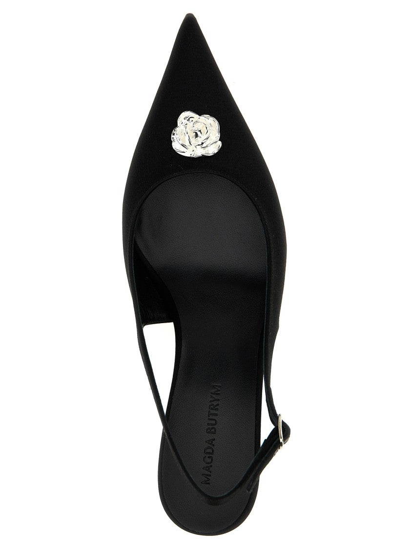 Magda Butrym Rosetta Slingback With Silver Metal Rosette Detail