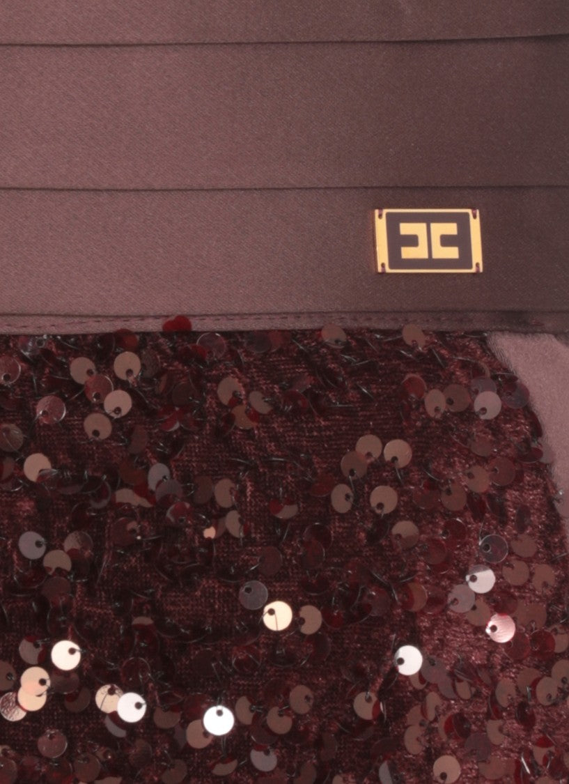 Elisabetta Franchi Bordeaux Shorts With All-Over Paillettes
