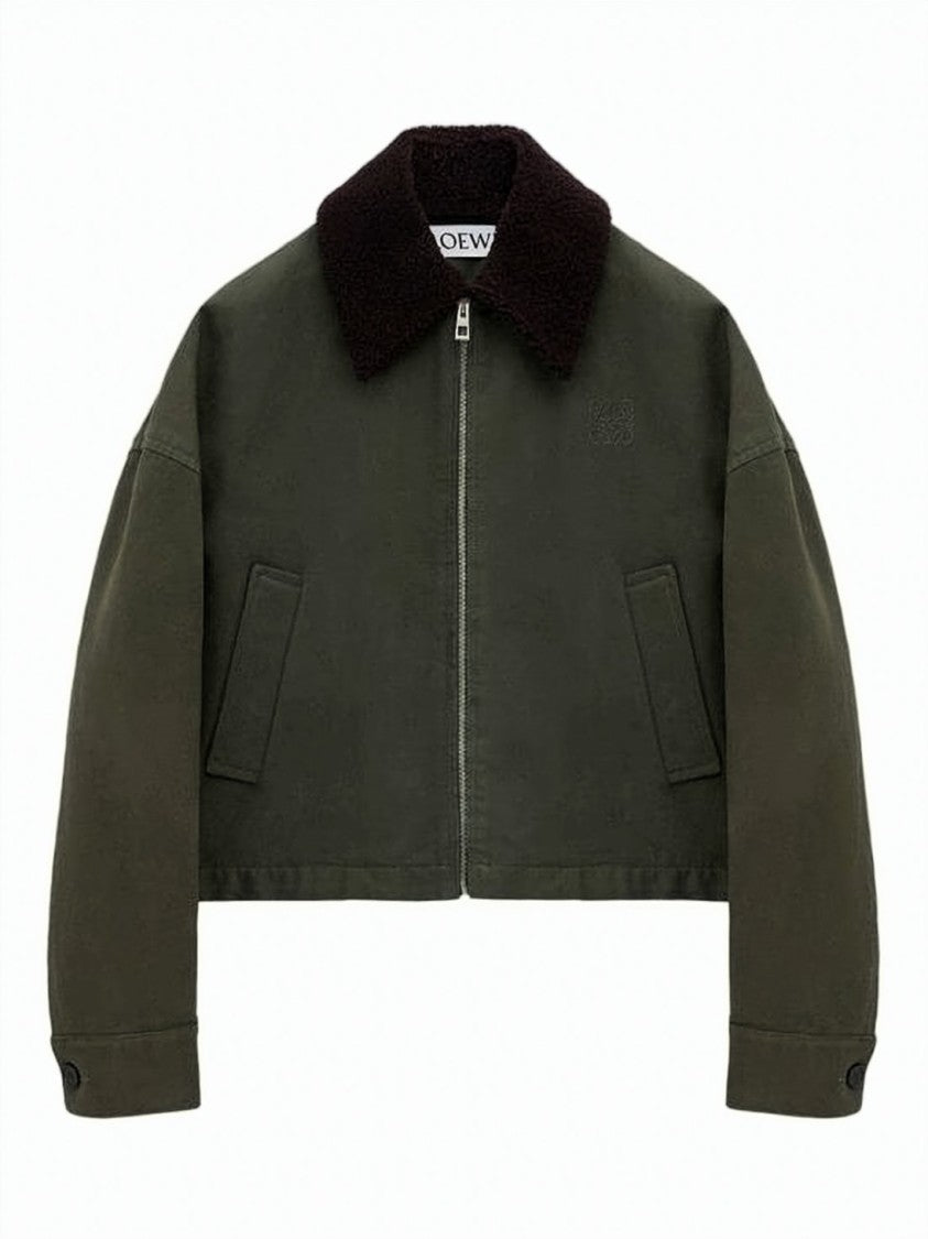 Loewe Cropped Boxy Jacket With Textured Collar