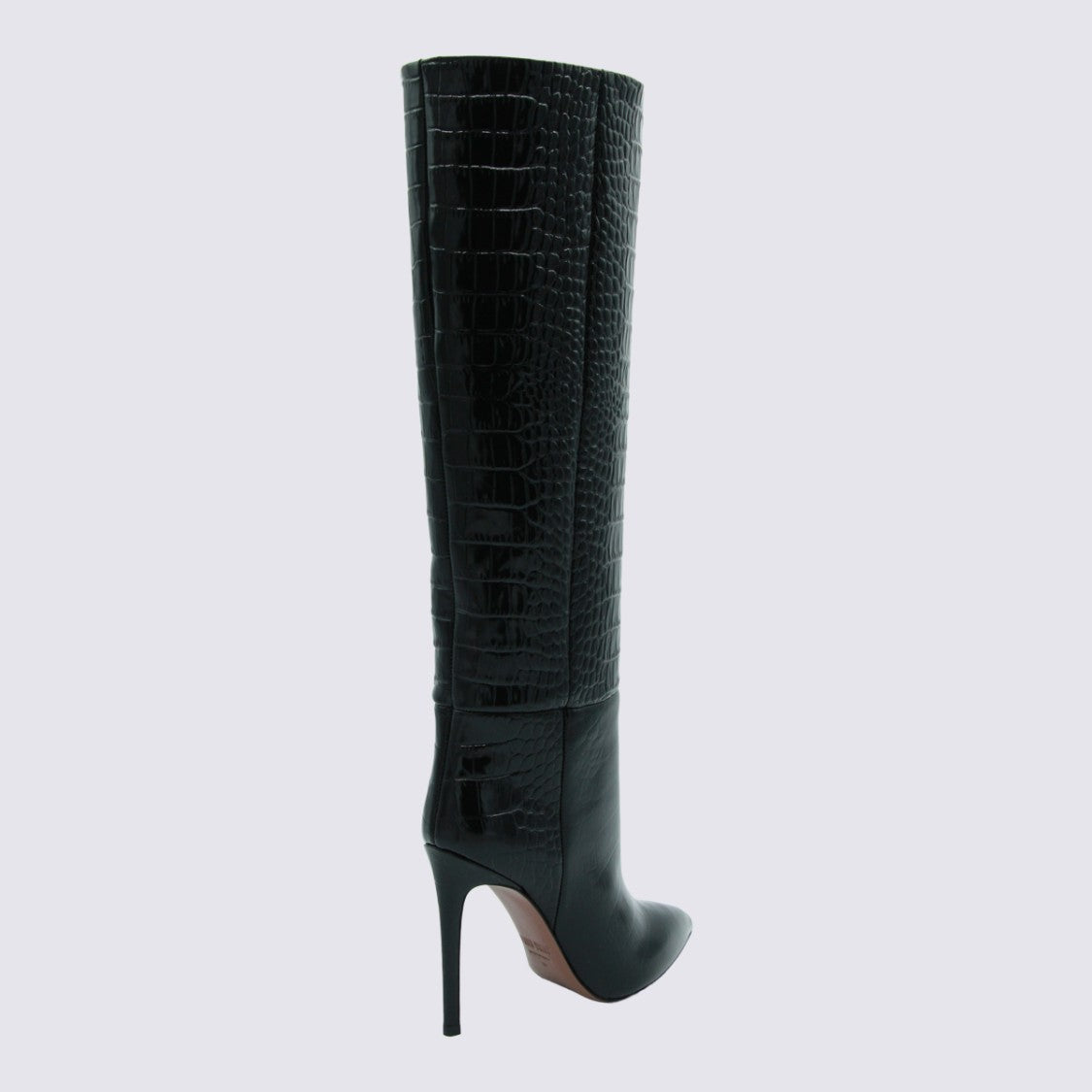 Paris Texas Knee-High Stiletto Boots With Textured Crocodile Pattern