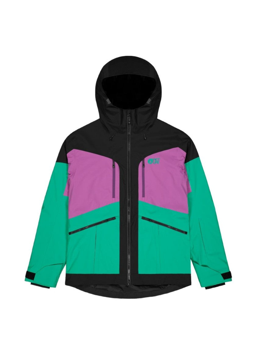 Picture Color-Block Casual Jacket With Zippered Pockets