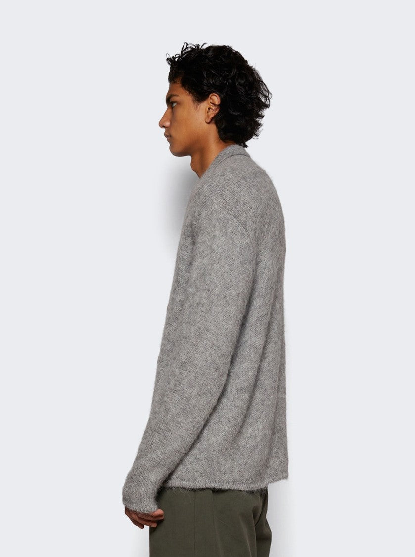 The Elder Statesman Thistle Button Up Sweater Light Grey