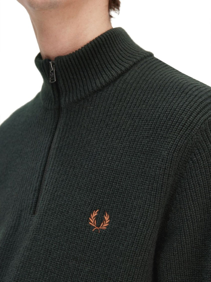 Fred Perry High Collar Zip Closure Sweater