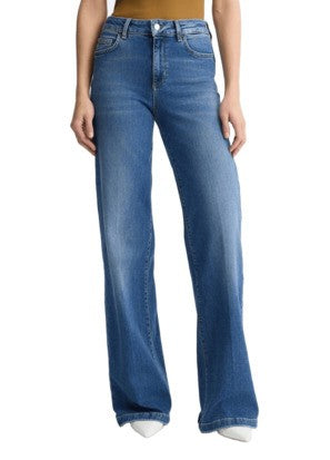 Liu Jo Wide-Leg Denim Trousers With Classic Blue Wash