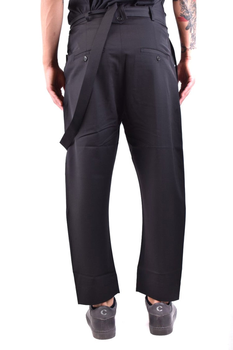 Isabel Benenato Relaxed Wide-Leg Trousers With Unique Strap Detail