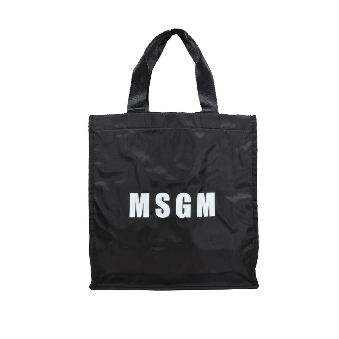 Msgm Black Nylon Tote Bag With Logo Print