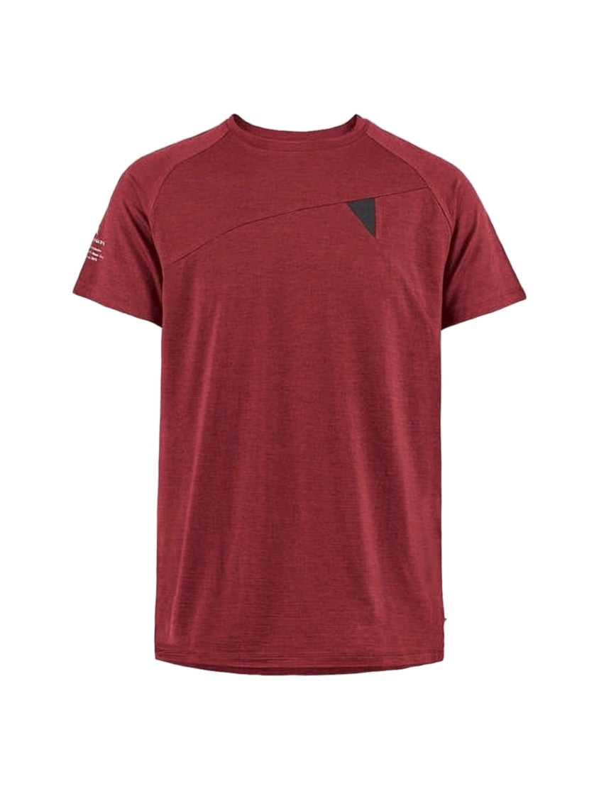 Klattermusen Relaxed Red Textured T-Shirt With Triangular Detail