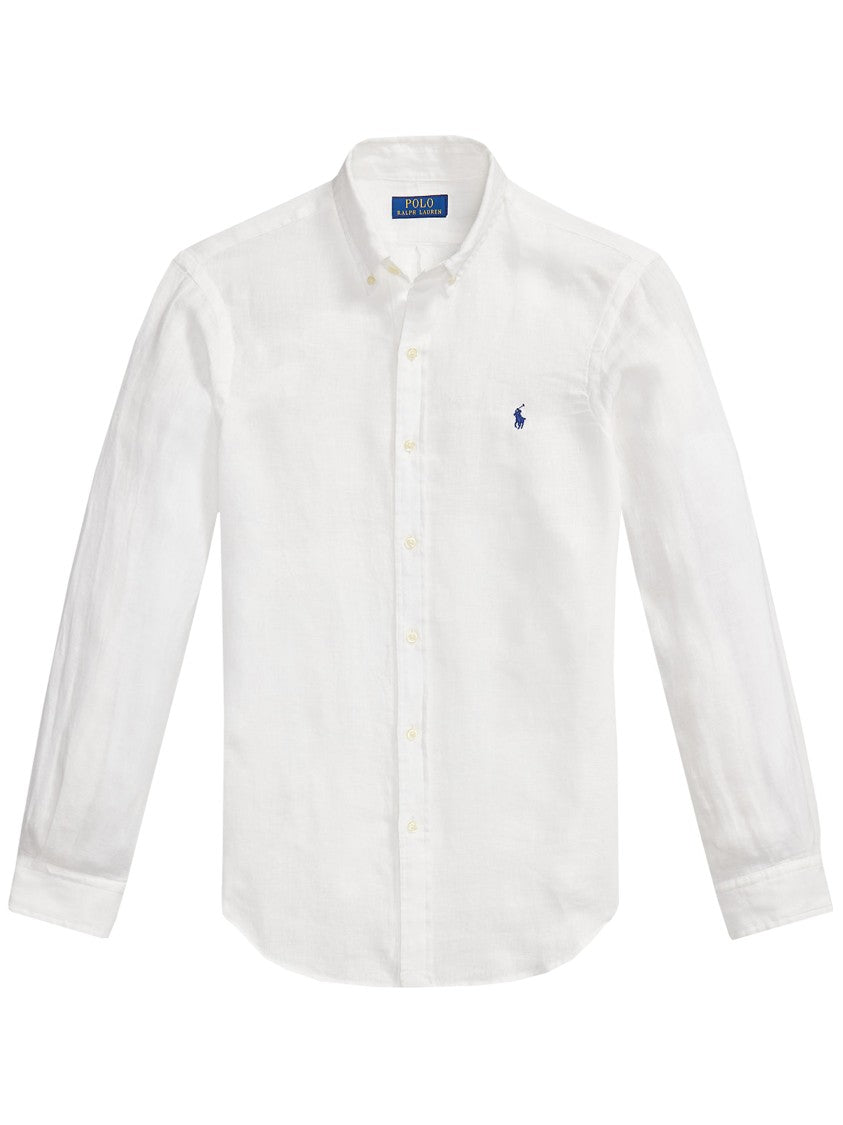 Polo Ralph Lauren White Sport Shirt Long-Sleeve Linen Sport Shirt