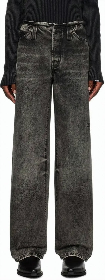 032C Wide-Leg Washed Black Denim Pants