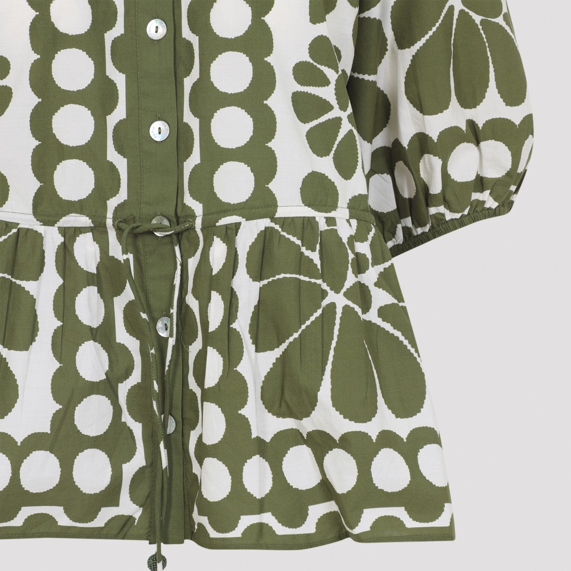 Farm Rio Floral Print Blouse With Puffed Sleeves