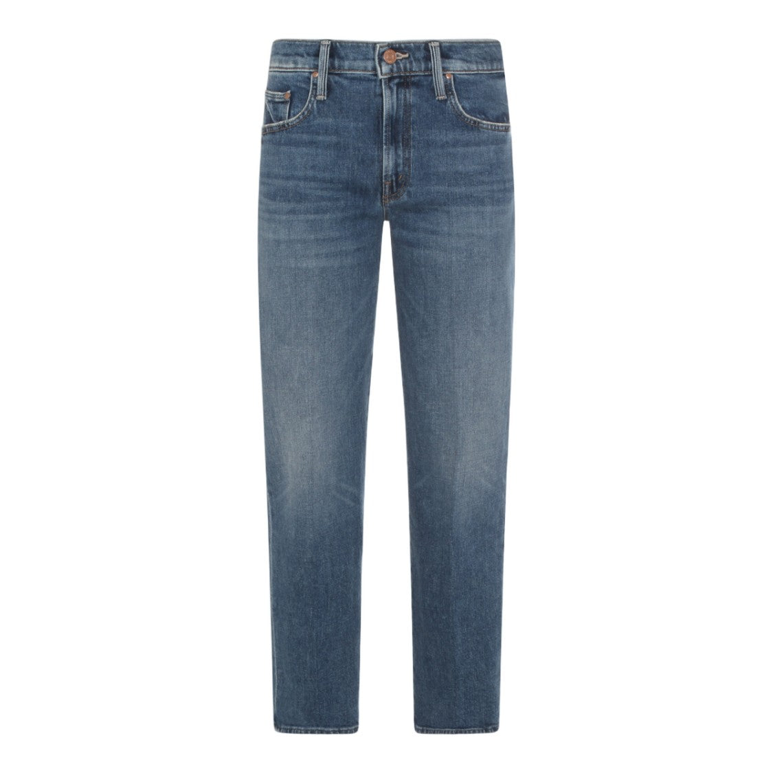 Mother Straight-Leg Jeans In Medium Blue Denim