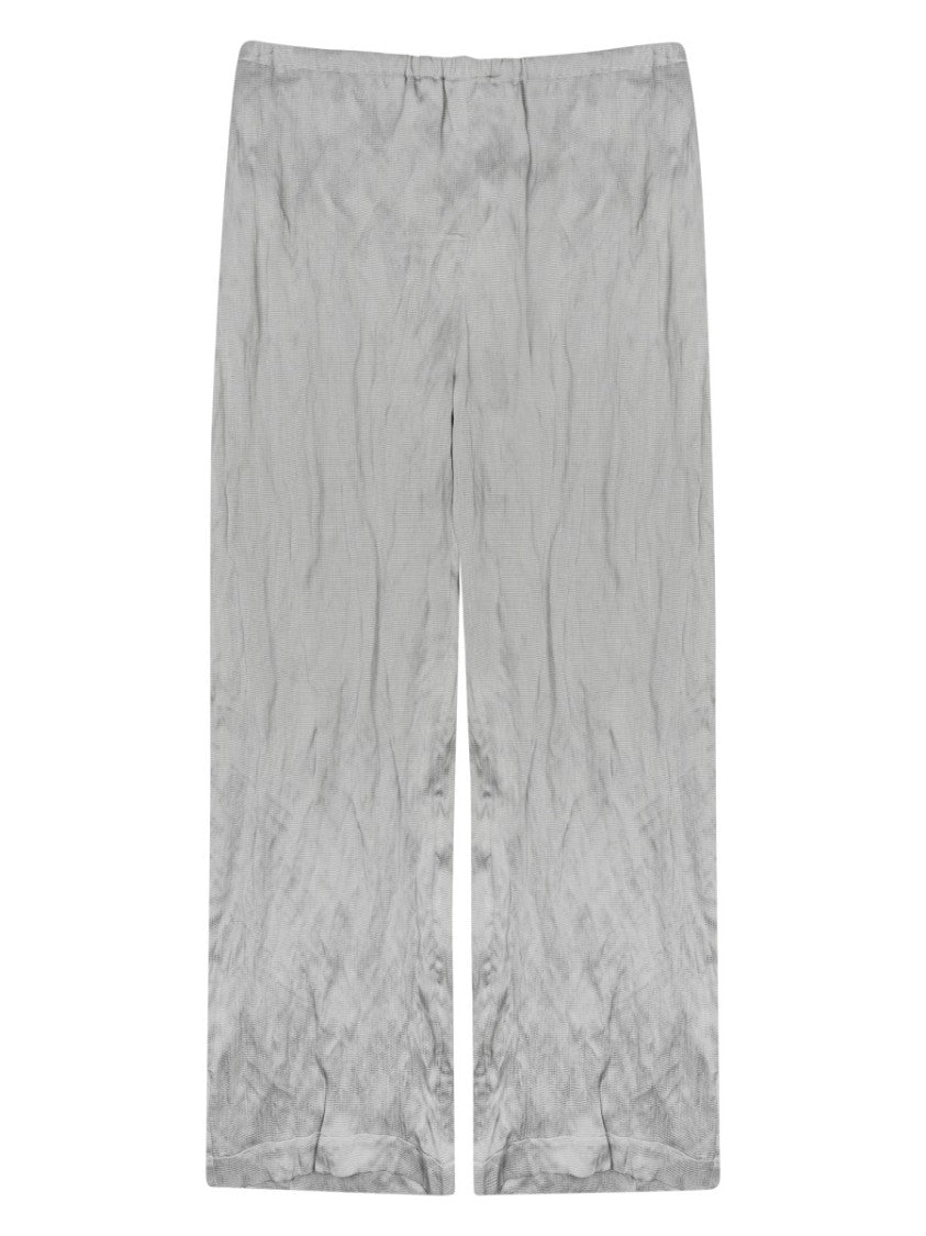 Alysi Grey Crinkled Textured Sheen Wide-Leg Pants