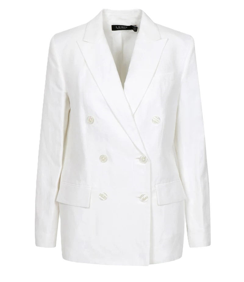 Lauren Ralph Lauren White Narain Light Linen Blazer Jacket