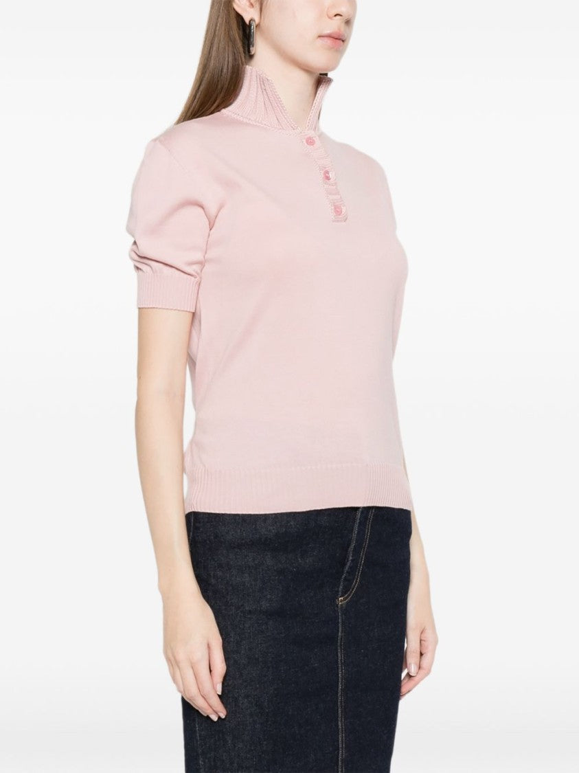 Moschino Light Pink Ribbed Side Tie Sweater