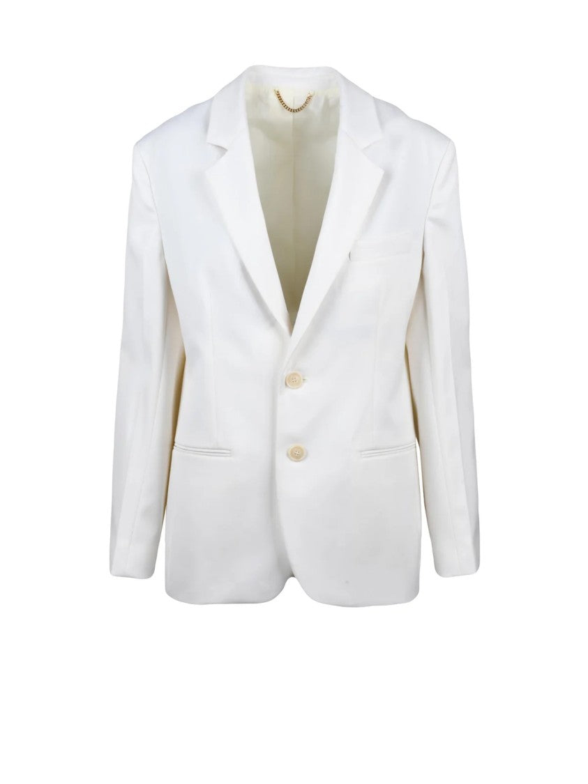 Victoria Beckham White Wool-Blend Double-Breasted Jacket