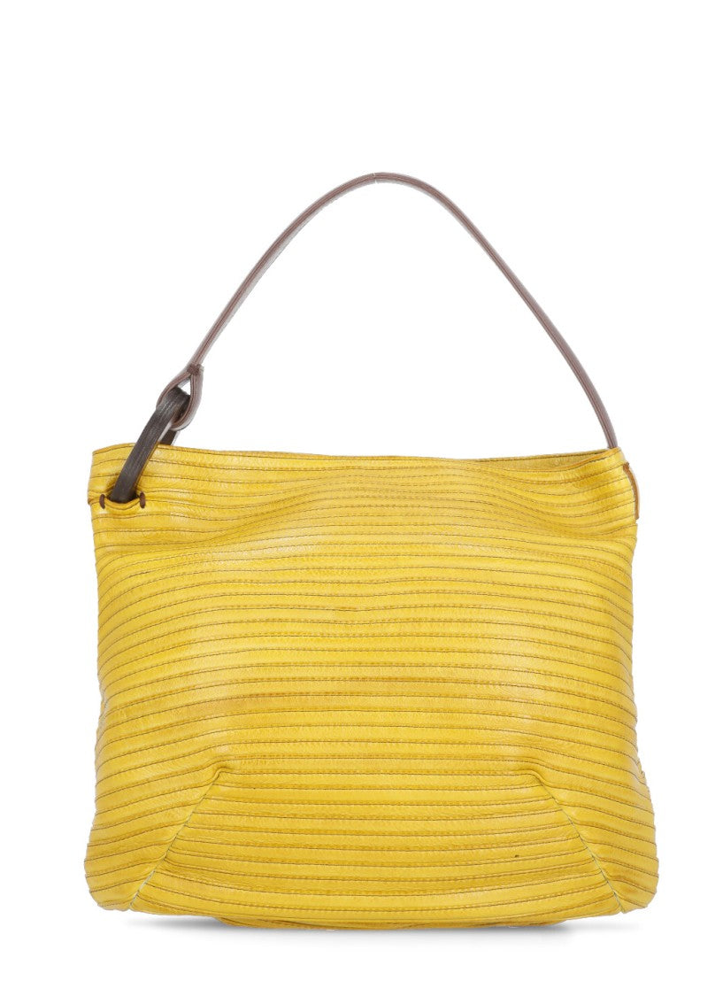 Majo Yellow Leather Shoulder Bag