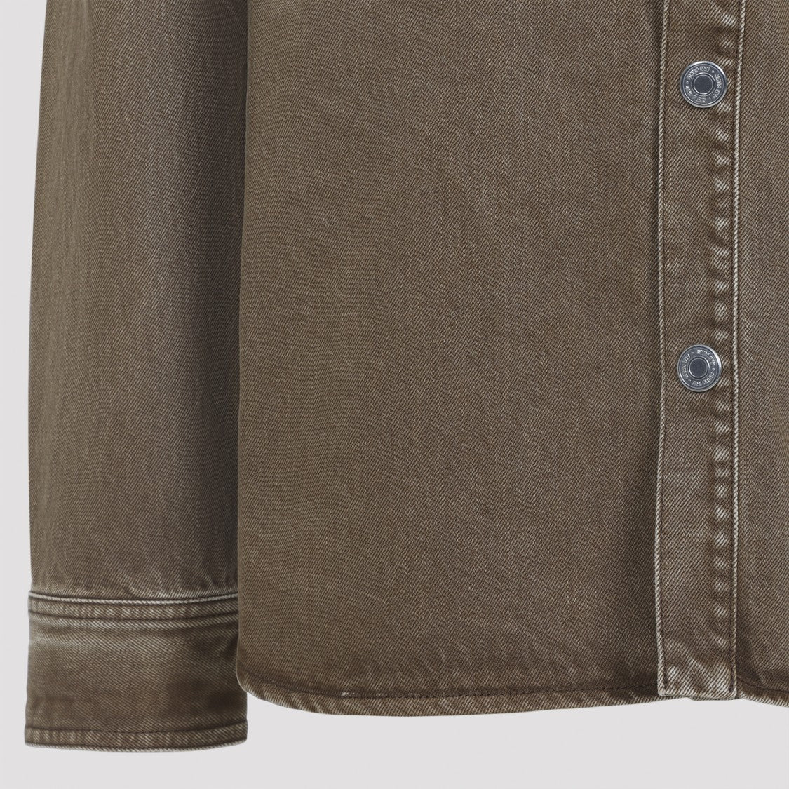 Ami Brown Cotton Shirt With Classic Collar And Embroidered Pocket