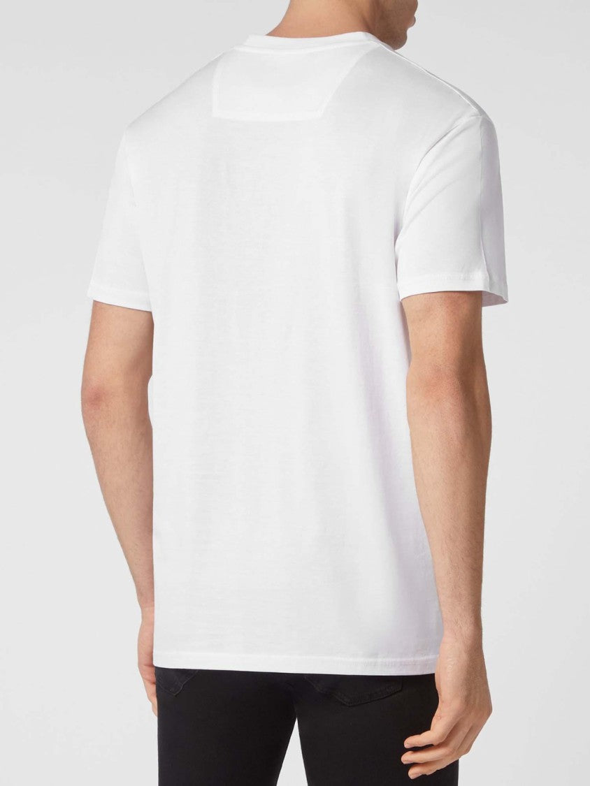 Philipp Plein White Cotton Gothic Logo-Print T-Shirt
